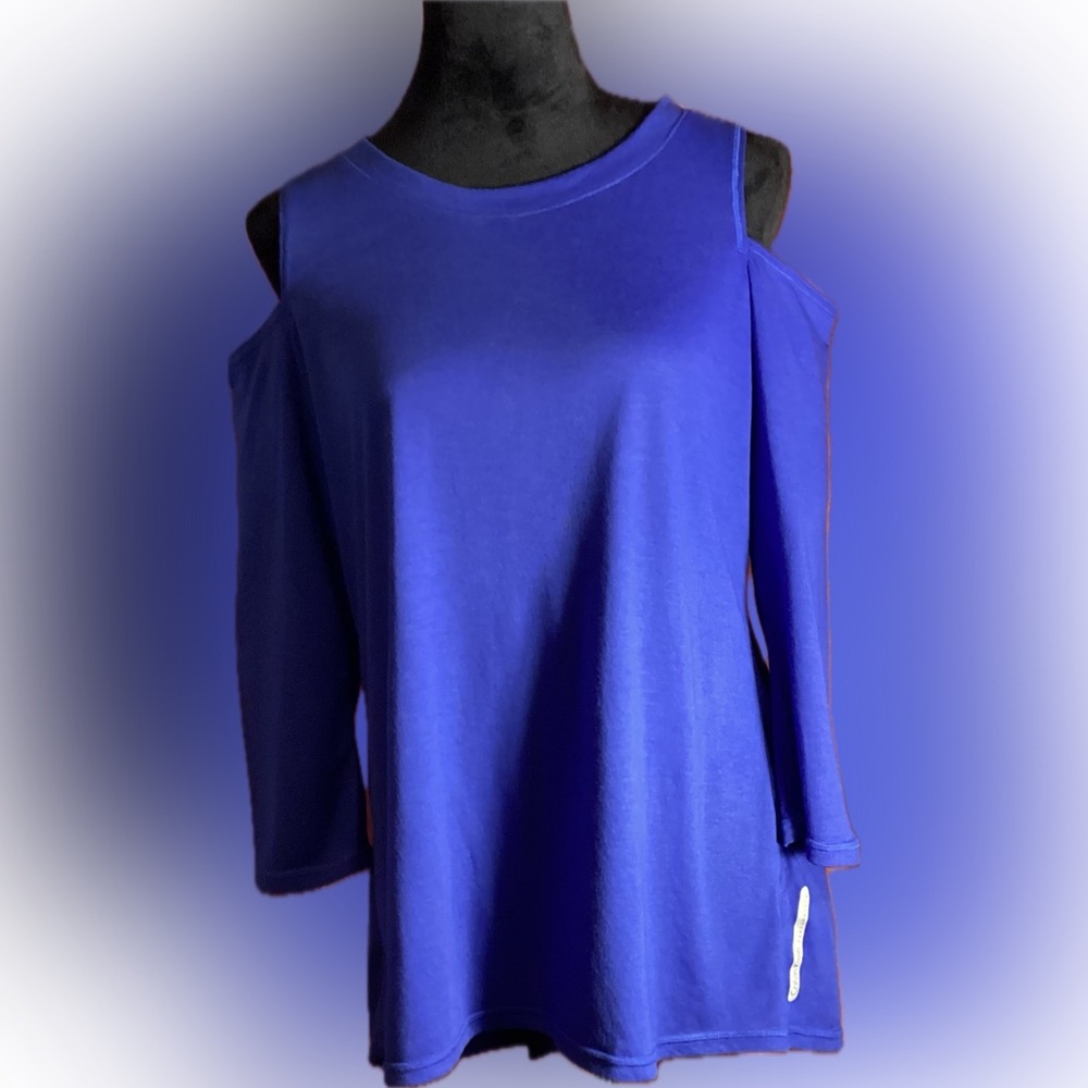 CALVIN KLEIN performance athletic top split in back, cobalt blue. size M